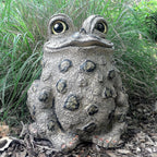 SUNGUARD Whimsical Toad Hollow Tall Stretch Jumbo Garden Frog Statues-Natural Brown