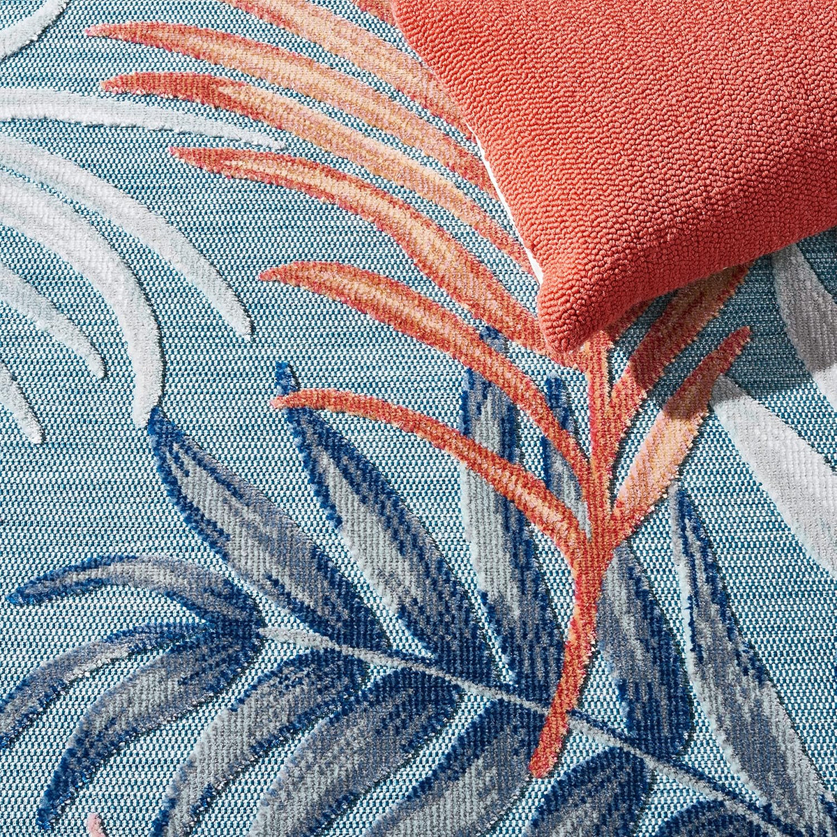 SAFAVIEH Washable Rug Outdoor Cabana Collection - 6'5" x 9'6", Blue & Rust, Non-Shedding & Easy to Clean, Ideal for Patio, Backyard, Mudroom (CBN458M)