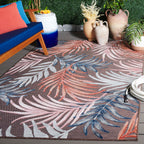 SAFAVIEH Washable Rug Outdoor Cabana Collection - 8' x 10', Blue & Rust, Non-Shedding & Easy to Clean, Ideal for Patio, Backyard, Mudroom (CBN458M)