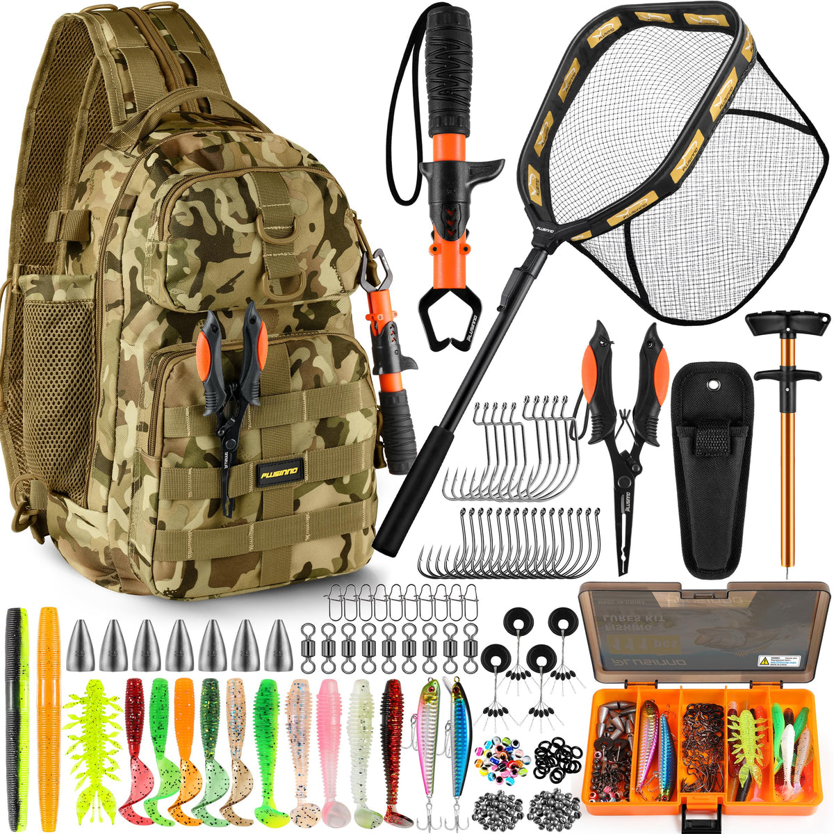 PLUSINNO Fishing Backpack with Tackle Box Fishing Gear Kit Tackle Bag