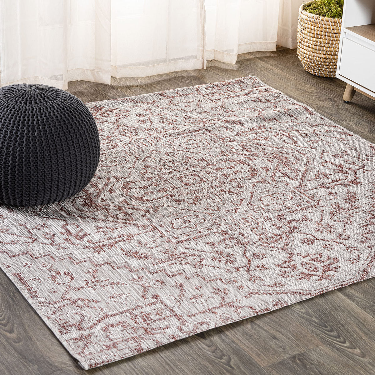 JONATHAN Y Boho Medallion Indoor Outdoor Area Rug 9X12 Navy/Gray, Estrella Textured Weave for Backyard, Patio, Porch, Easy-Cleaning, High Traffic, Pet-Friendly, Non-Shedding (SMB105B-9)