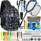 PLUSINNO Fishing Backpack with Tackle Box Fishing Gear Kit Tackle Bag