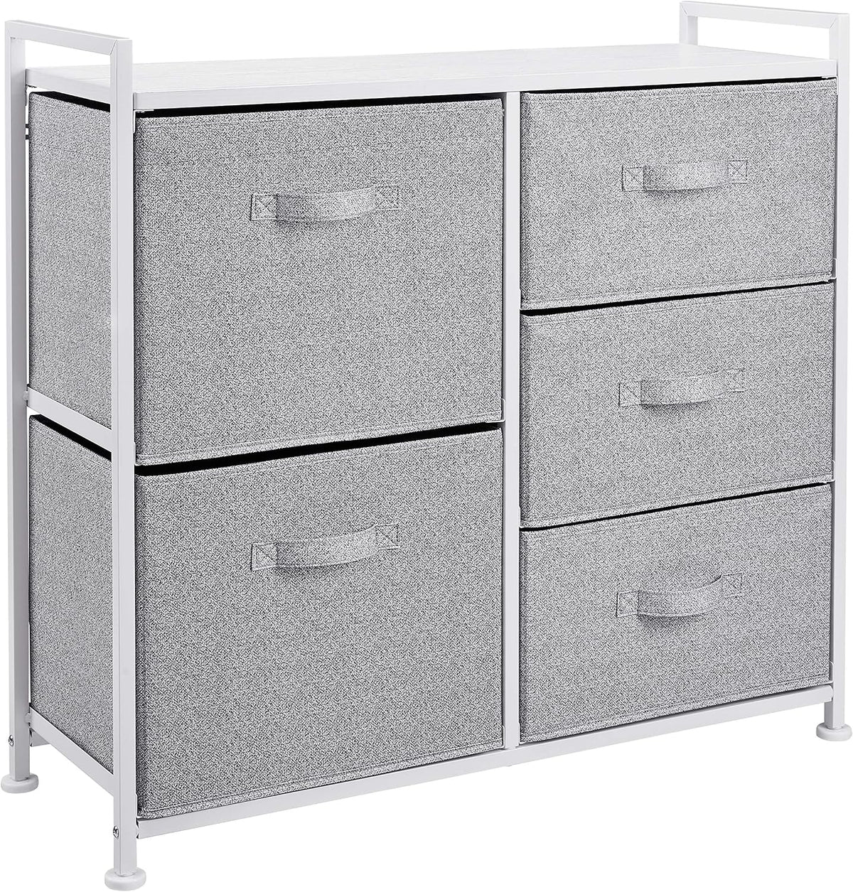Amazon Basics Bedroom Closet Organizer with 5-Fabric Storage Drawers for Clothes Storage, White