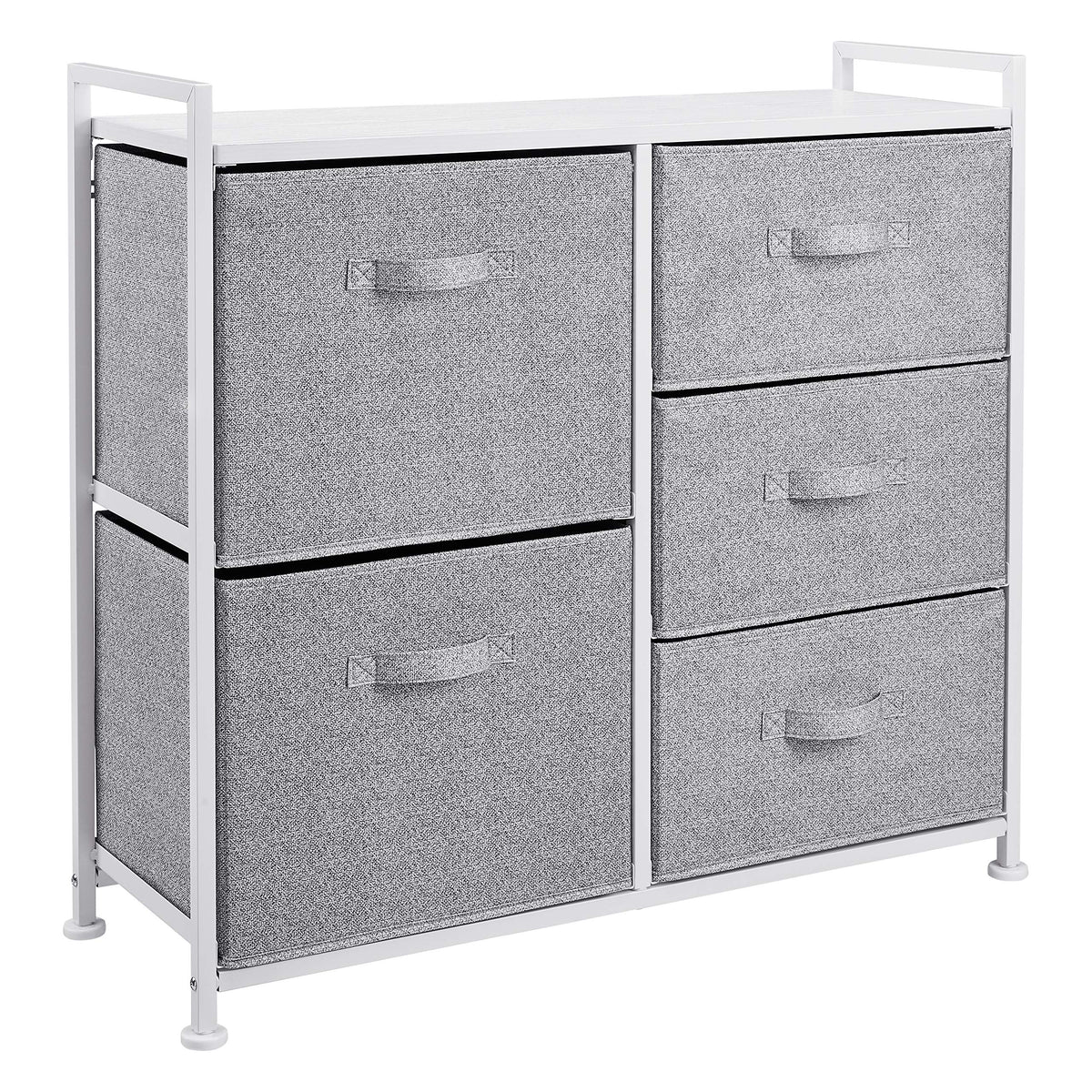 Amazon Basics Bedroom Closet Organizer with 5-Fabric Storage Drawers for Clothes Storage, White