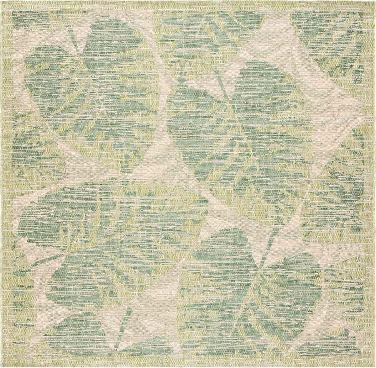 SAFAVIEH Washable Rug Outdoor Courtyard Collection - 6'7" Square, Green & Beige, Non-Shedding & Easy Cleaning, Ideal for Patio, Backyard, Mudroom (CY7556-21812)