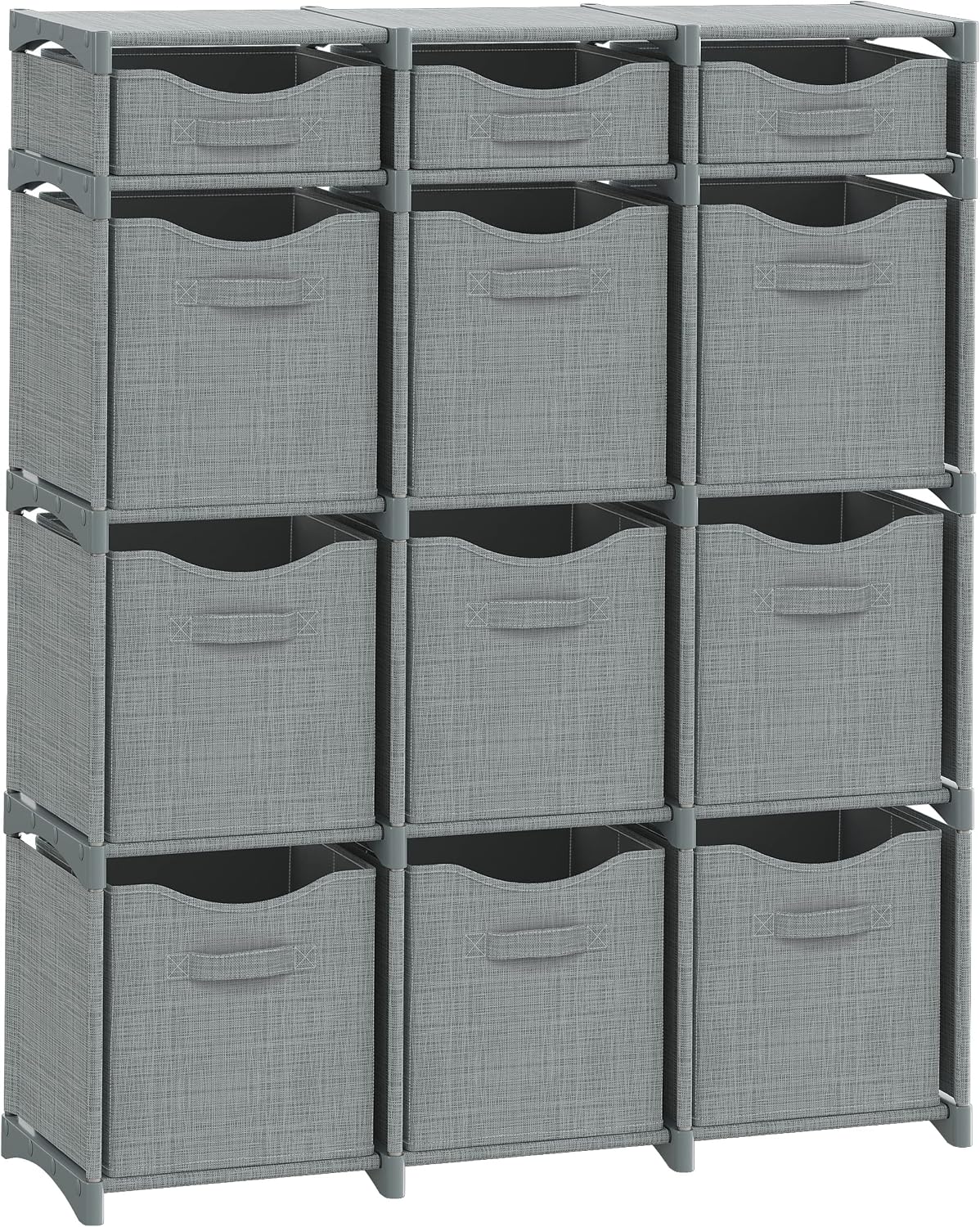 Cube Storage Organizer with Storage Bins Included - The Perfect Closet Organizers and Storage Solution. Includes 12 Storage Cubes, Great For Toy Storage, Closet Storage, Clothes Storage (Grey)