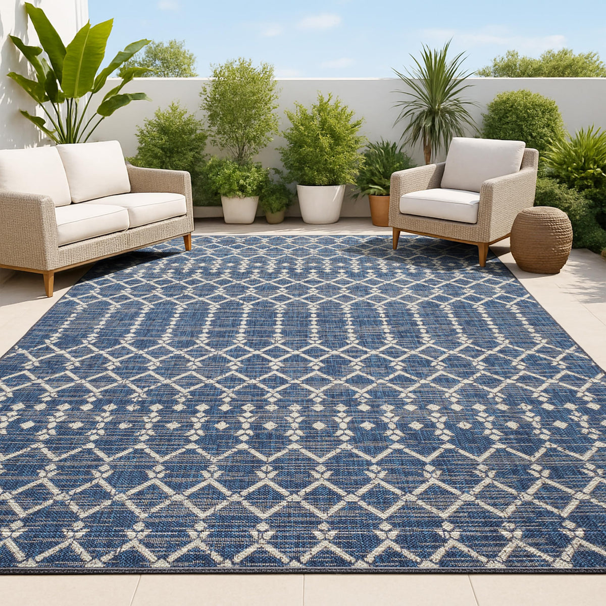 JONATHAN Y Moroccan Geometric Indoor Outdoor Area Rug 8X10 Natural/Black, Ourika Textured Weave for Backyard, Patio, Porch, Easy-Cleaning, High Traffic, Pet-Friendly, Non-Shedding (SMB108D-8)