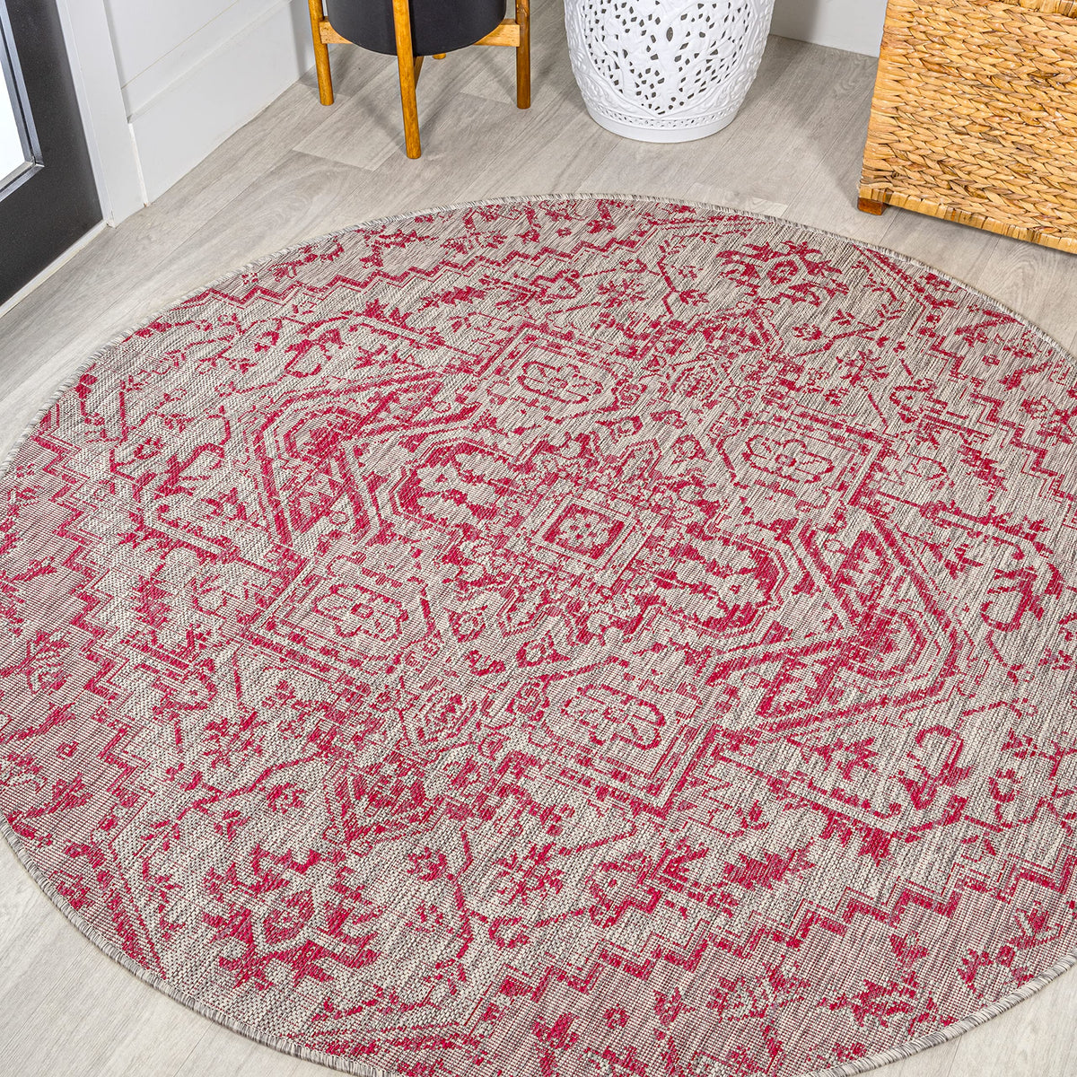 JONATHAN Y Boho Medallion Indoor Outdoor Area Rug 9X12 Navy/Gray, Estrella Textured Weave for Backyard, Patio, Porch, Easy-Cleaning, High Traffic, Pet-Friendly, Non-Shedding (SMB105B-9)