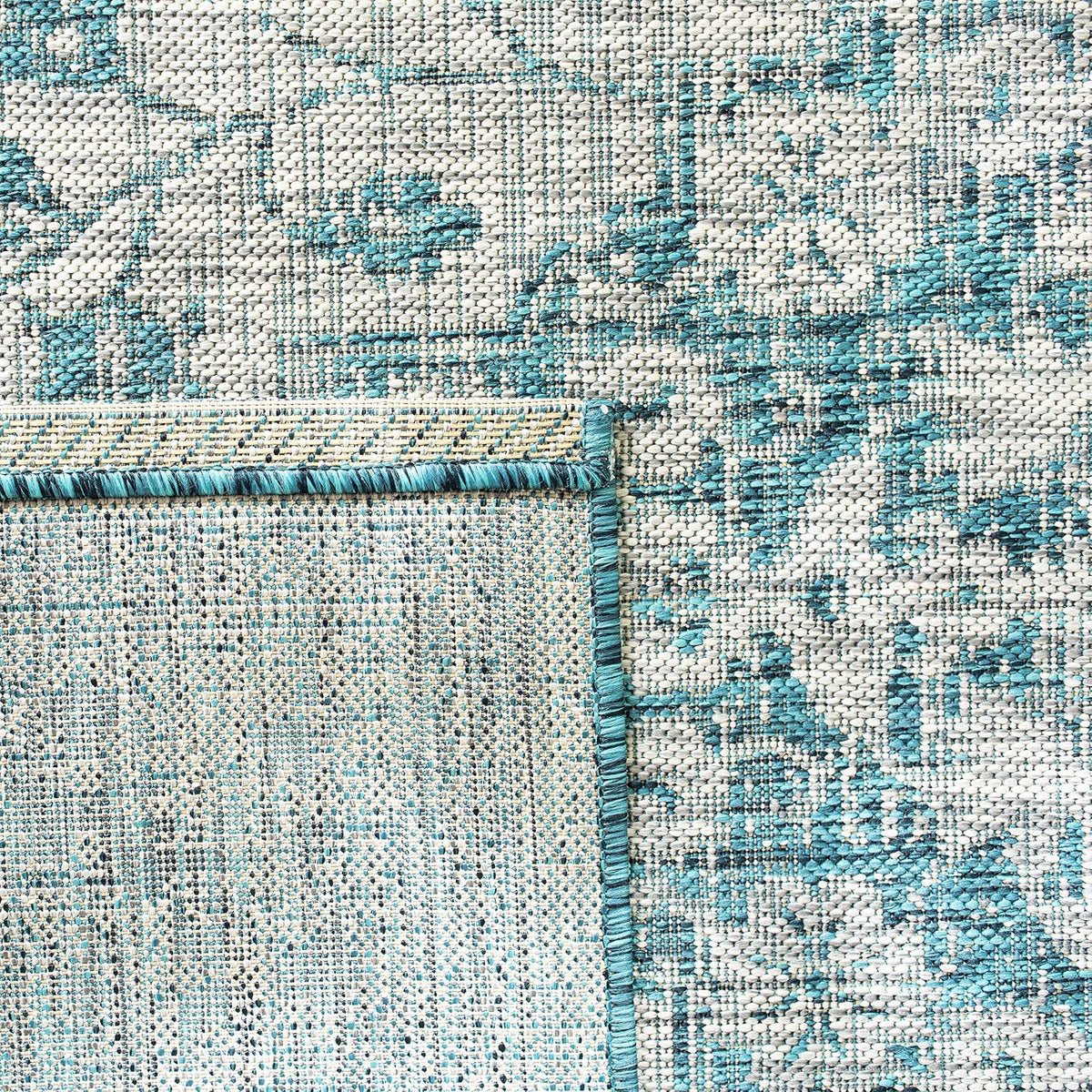 SAFAVIEH Washable Rug Outdoor Courtyard Collection - 6'7" x 9'6", Grey & Blue, Non-Shedding & Easy Cleaning, Ideal for Patio, Backyard, Mudroom (CY8231-37212)